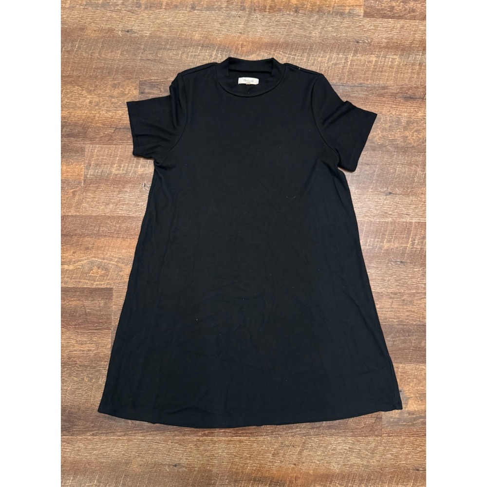Madewell Black A-Line T-Shirt Dress Size Medium Lyocell Stretch Minimalist
